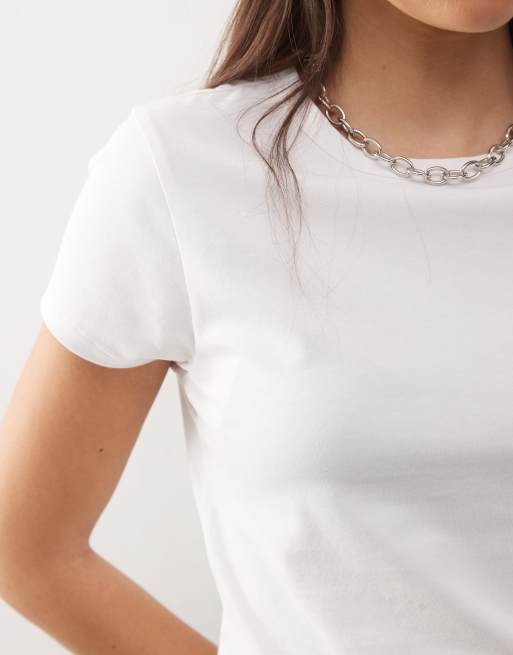 COLLUSION – Biały dopasowany T-shirt, 4 z 4