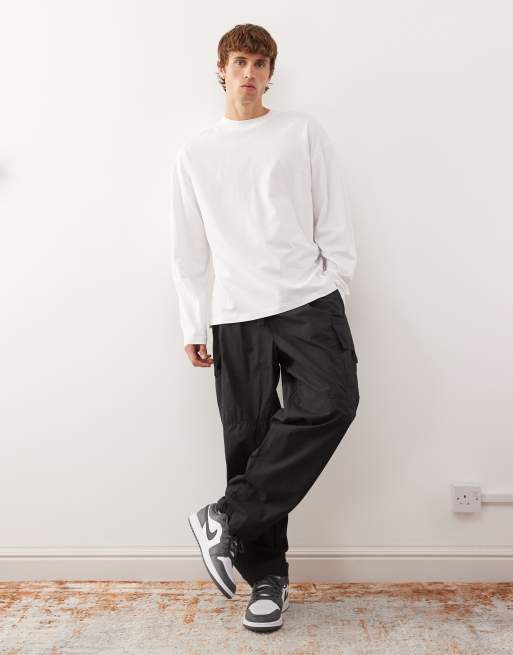 COLLUSION – Biały T-shirt oversize w stylu skater z długimi rękawami, 2 z 5