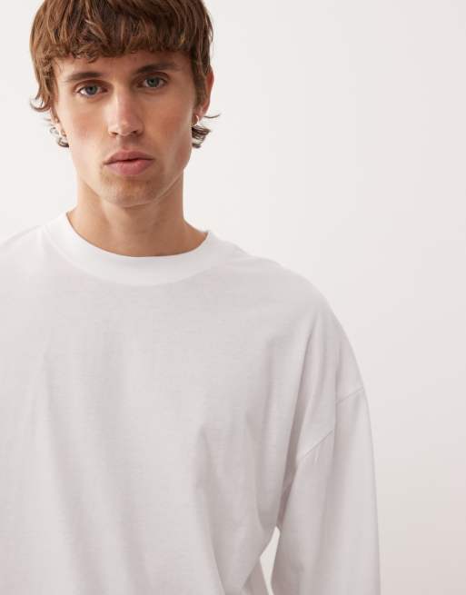COLLUSION – Biały T-shirt oversize w stylu skater z długimi rękawami, 3 z 5