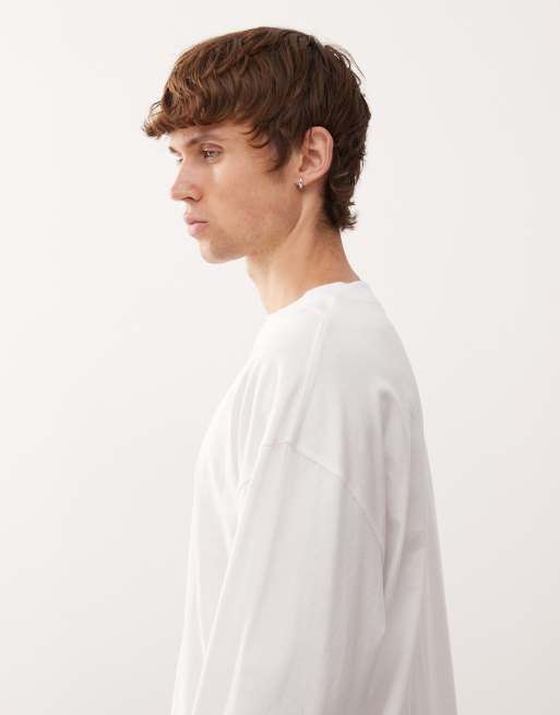 COLLUSION – Biały T-shirt oversize w stylu skater z długimi rękawami, 4 z 5