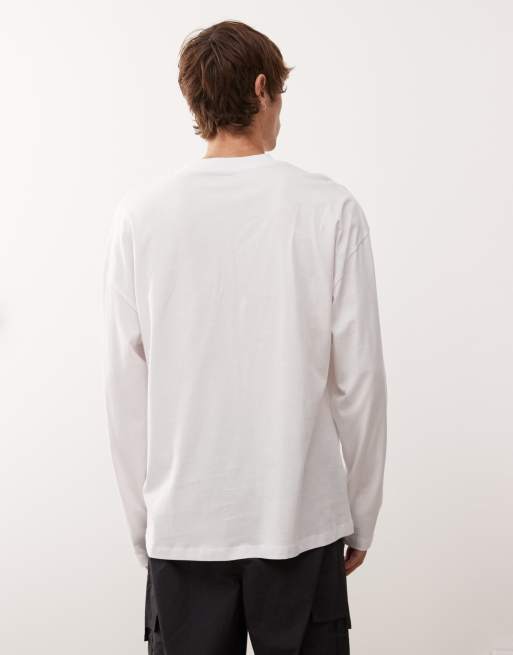 COLLUSION – Biały T-shirt oversize w stylu skater z długimi rękawami, 5 z 5