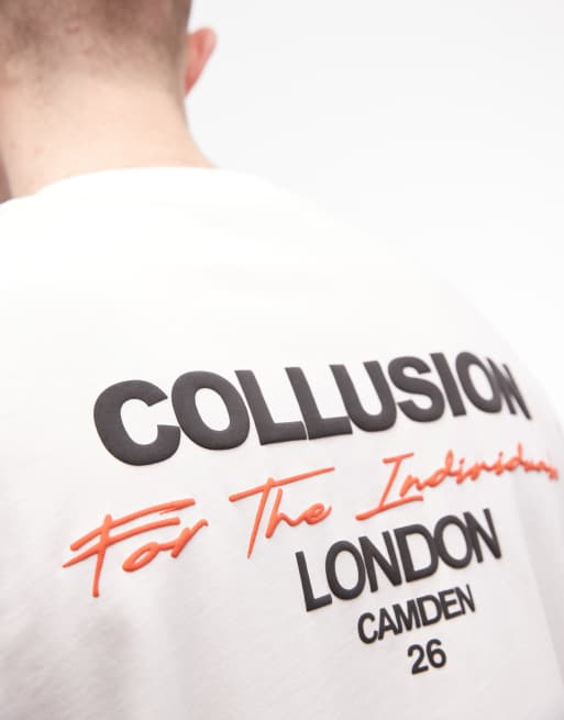 COLLUSION – Biały T-shirt oversize z logo, 4 z 5