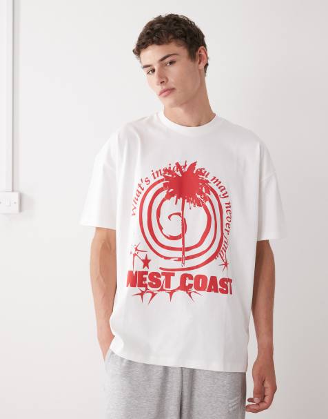 COLLUSION – Biały T-shirt z nadrukiem graficznym z przodu i z tyłu - view 1