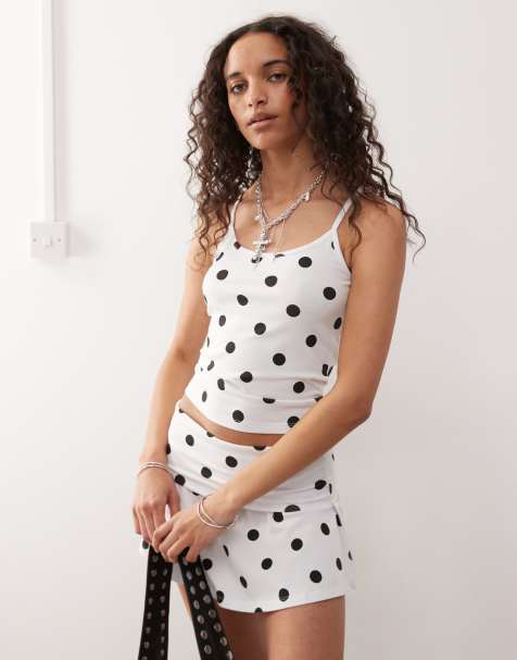COLLUSION polka dot cami co-ord in white