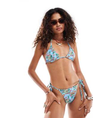 bikini bottom in floral print in blue - part of a set