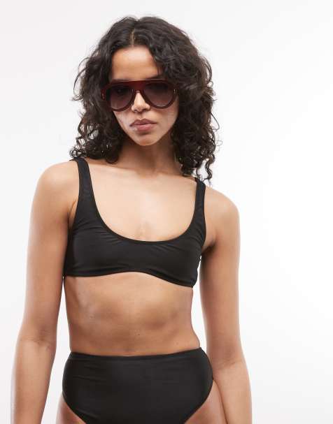 COLLUSION bikini crop top in black - view 1