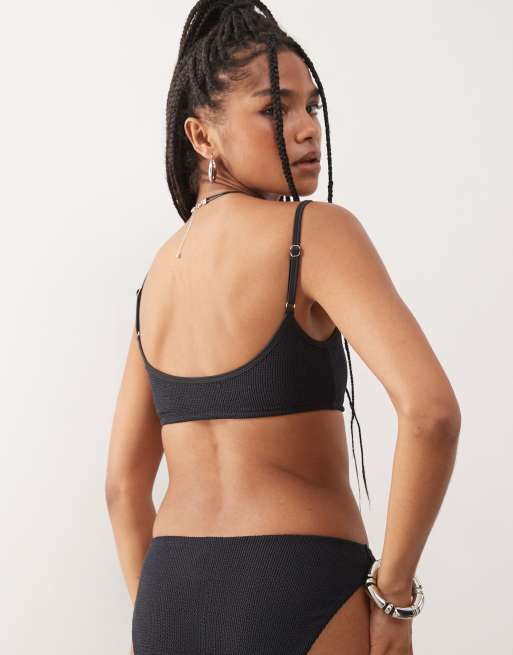 COLLUSION - Bikini effet froissé à assortir avec haut bandeau - Noir