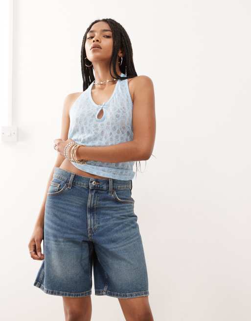 COLLUSION - Blå dad-shorts i denim