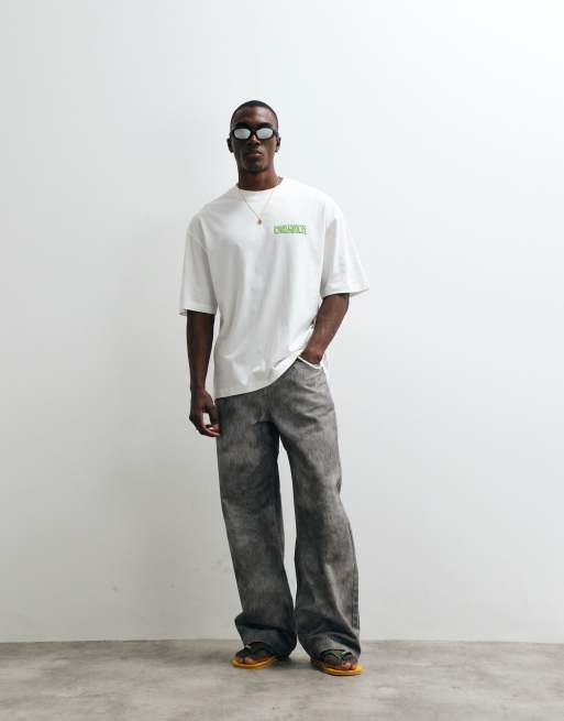 COLLUSION black surf graphic oversized short sleeved t-shirt in white, 5 of 5
