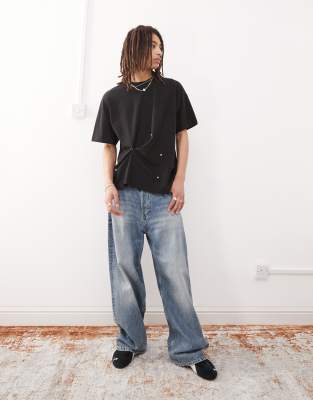 Collusion Black T-shirt With Adjustable Snaps