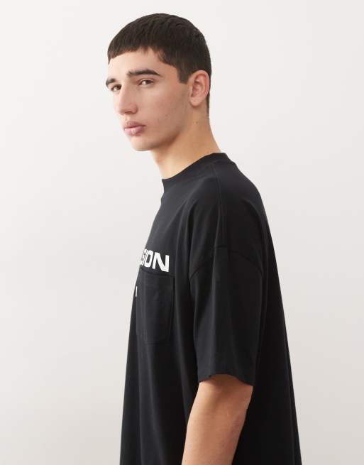 COLLUSION Black t-shirt with print and pocket | ASOS