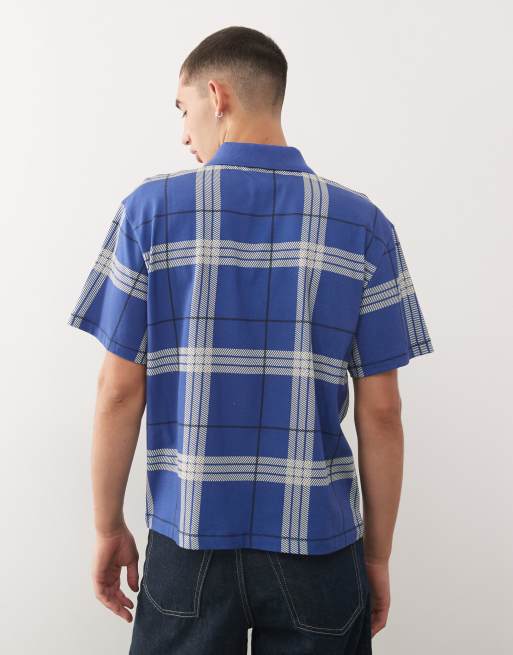COLLUSION – Blårutig, boxig pikétröja i oversized fit, 3 av 5