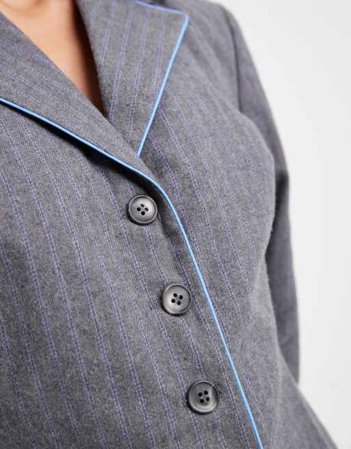 COLLUSION - Blazer aderente grigio gessato, 4 di 4