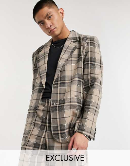 COLLUSION - Blazer e pantaloni dritti beige a quadri, 2 di 3