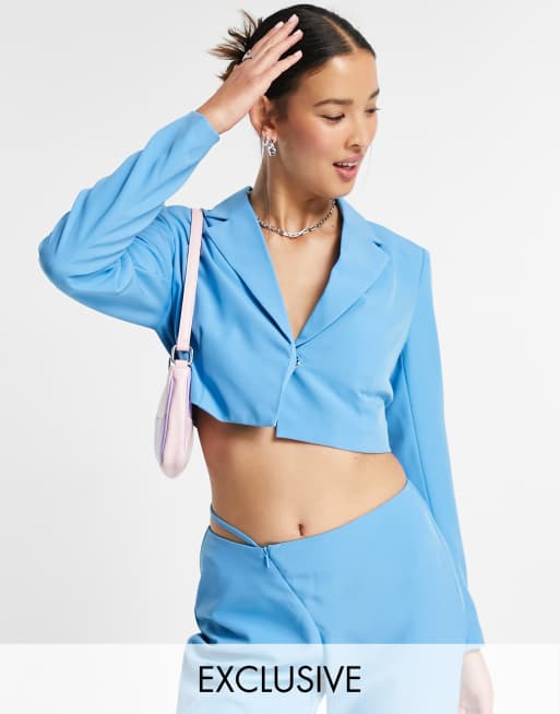 COLLUSION - Blazer corto blu in coordinato