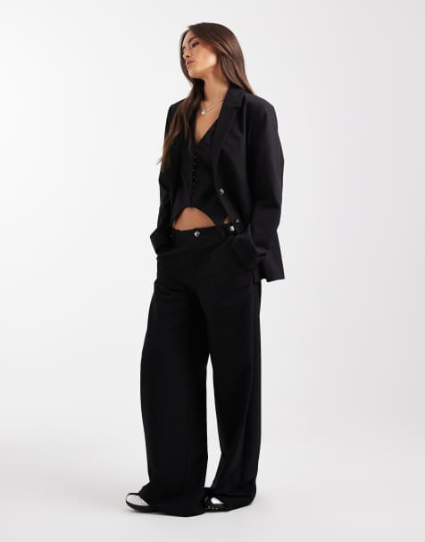 COLLUSION – Blazer, Korsett-Weste und elegante Hose mit niedrigem Bund in Schwarz - view 1