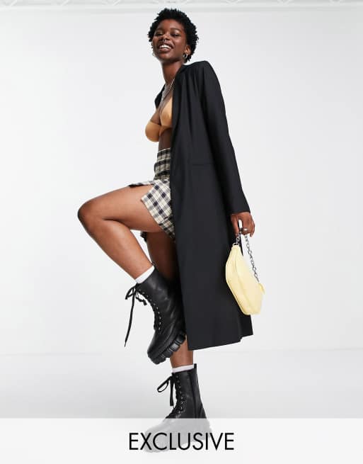 COLLUSION - Blazer leggero nero taglio lungo