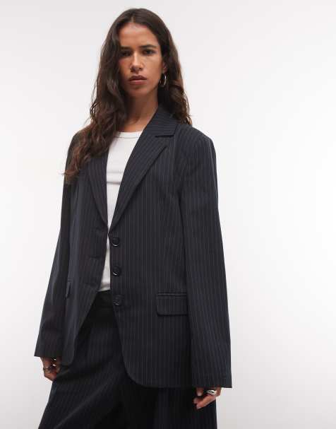 COLLUSION - Blazer oversize blu navy gessato - view 1