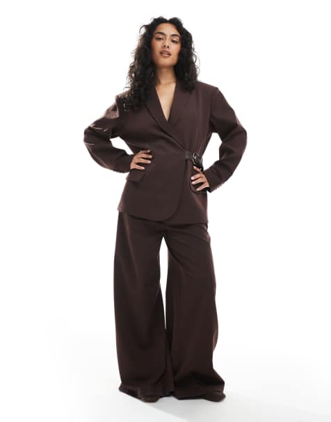 Collusion - Blazer oversize d'ensemble ajusté avec ceinture - Chocolat - view 1