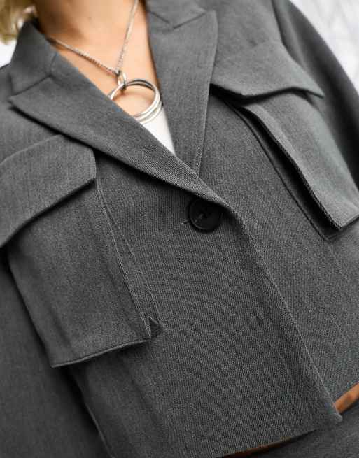 COLLUSION - Blazer oversize d'ensemble coupe carrée avec poches - Gris, 2 de 4