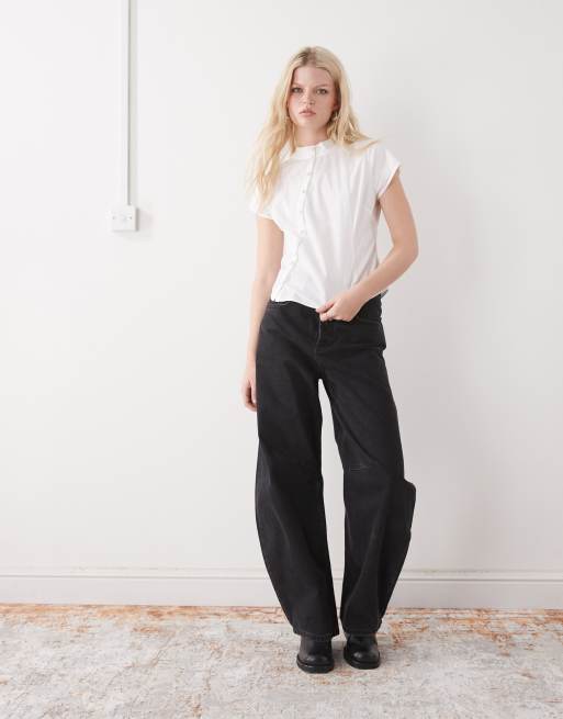 COLLUSION - Blusa aderente bianca con bottoni, 2 di 4