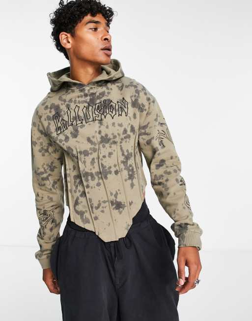 COLLUSION – Bluza o gorsetowym fasonie z kapturem i efektem tie-dye 