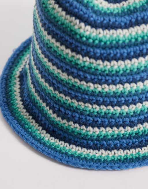 COLLUSION - Bob rayé en maille crochetée - Bleu, 3 de 3