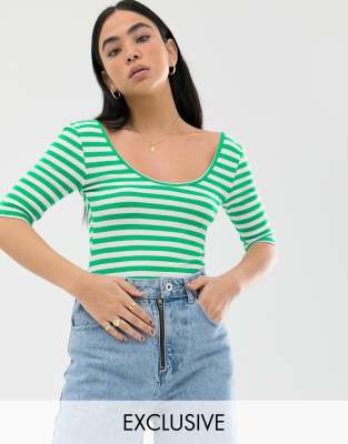 Collusion body with short sleeve-green