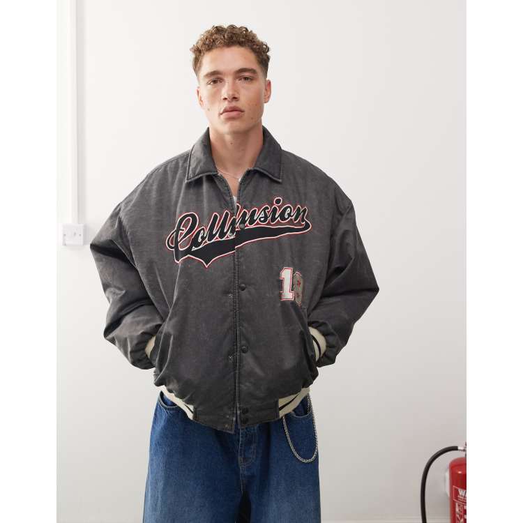 COLLUSION Bomber style universitaire Gris ASOS