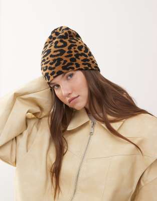 COLLUSION - Bonnet à imprimé léopard - Multicolore