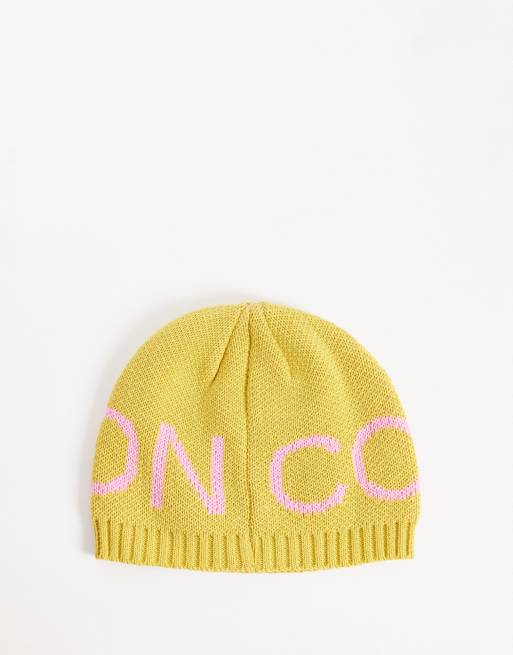 COLLUSION - Bonnet au crochet à logo - Jaune, 2 de 3