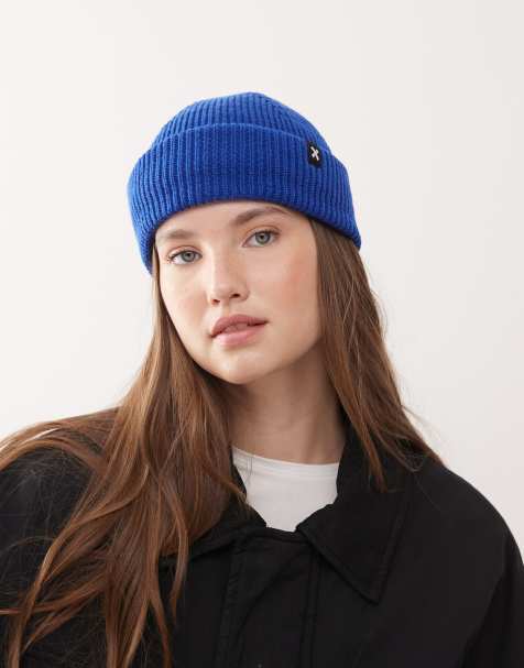 COLLUSION - Bonnet en maille à côtes anglaises - Bleu - view 1