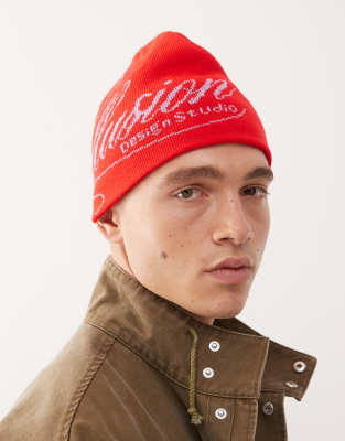 COLLUSION - Bonnet style skull à logo - Rouge