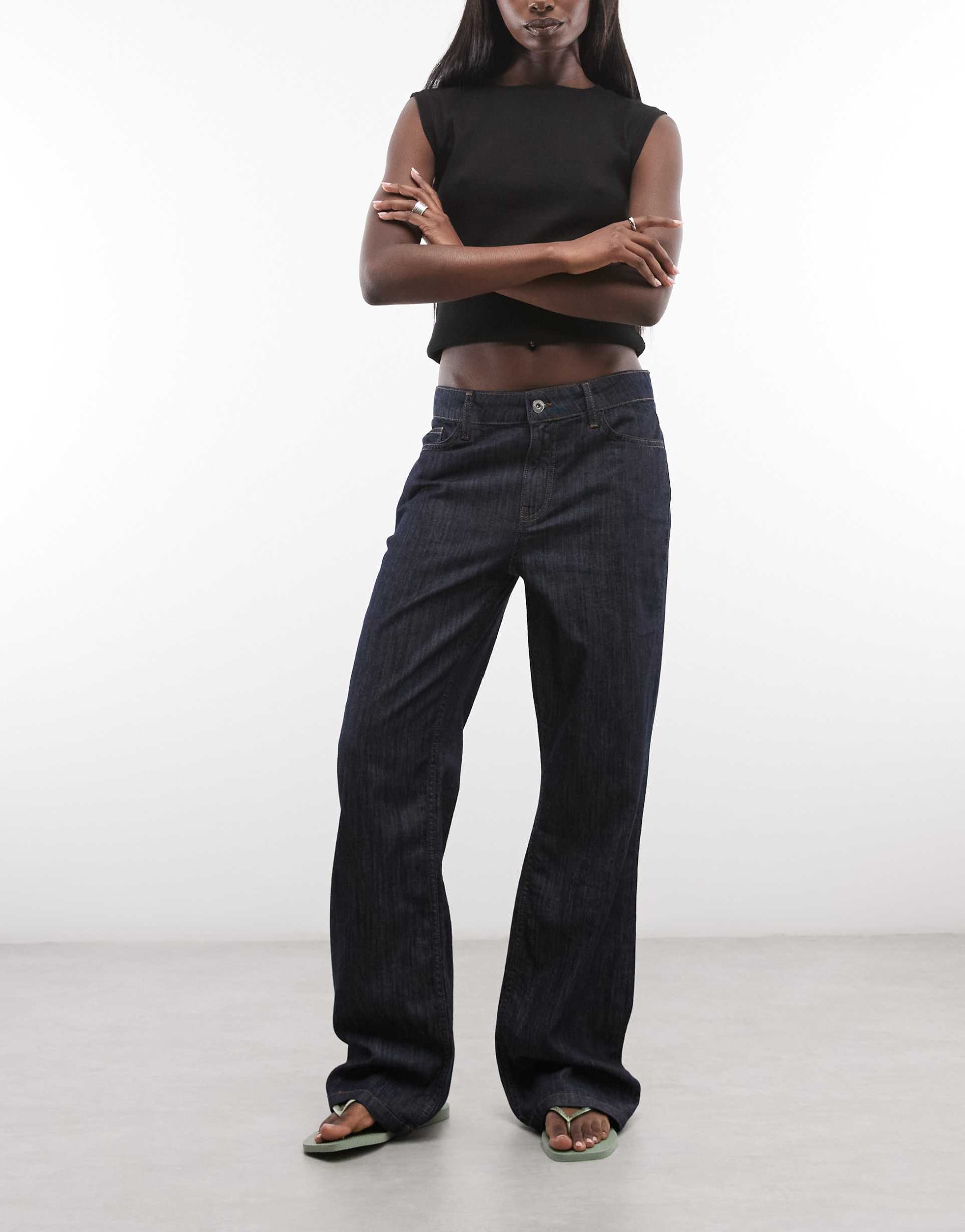 collusion bootcut jeans in chambray denim