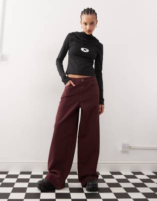 COLLUSION - Bordeaux jeans i antifit - view 1
