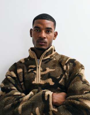 Collusion Borg Fleece Track Top In Green