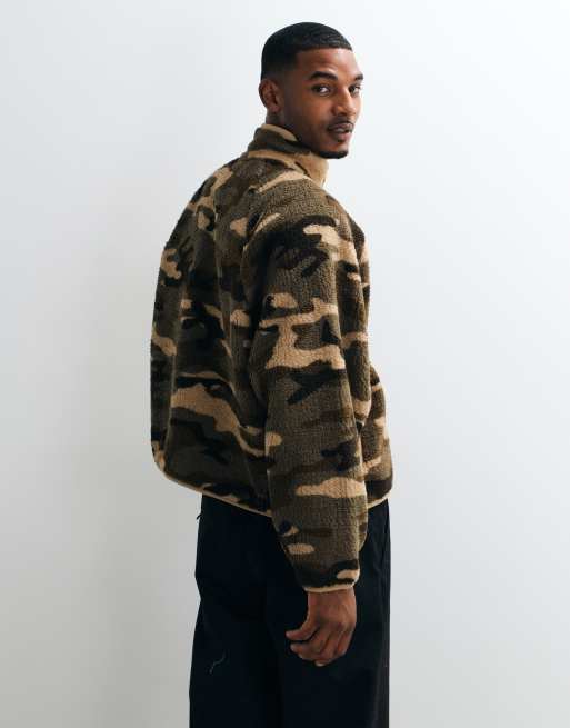 COLLUSION borg fleece track top met camoprint, 5 van 5