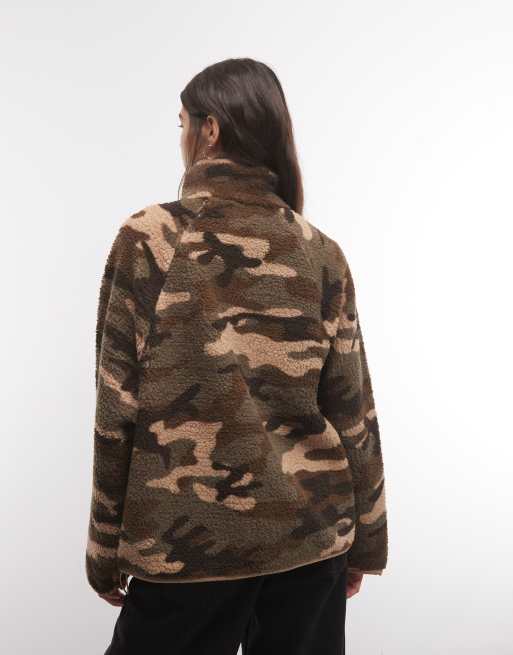COLLUSION borg fleece træningstop med camouflageprint, 4 af 4