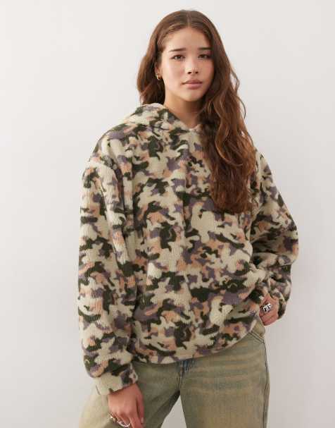 COLLUSION - Borg hoodie zonder sluiting in camouflageprint - view 1