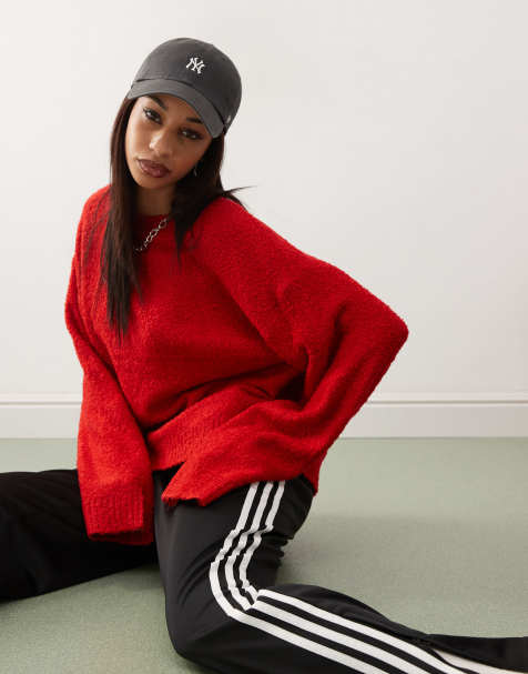 COLLUSION boucle oversized jumper in red - view 1
