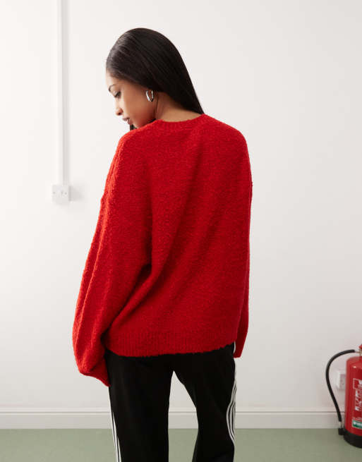 Red oversized sweater sales