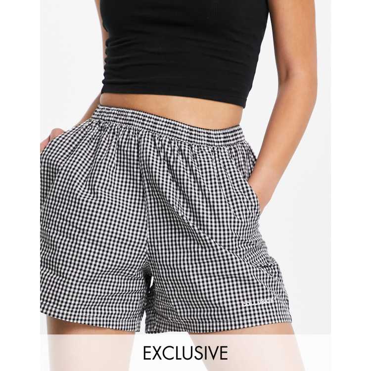 COLLUSION boxer short in black and white gingham part of a set
