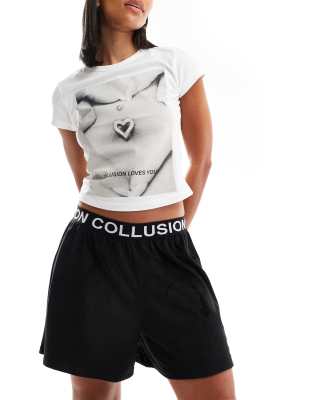 COLLUSION - Boxershorts aus Velours-Jersey in Schwarz