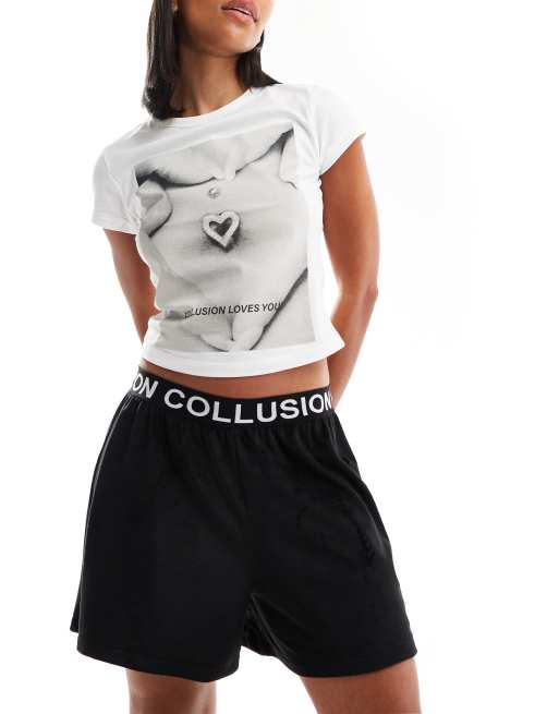 COLLUSION – Boxershorts aus Velours-Jersey in Schwarz