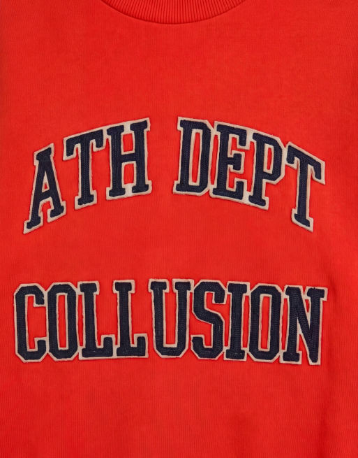 COLLUSION boxig sweatshirt med varsity-broderi i rött set, 7 av 7