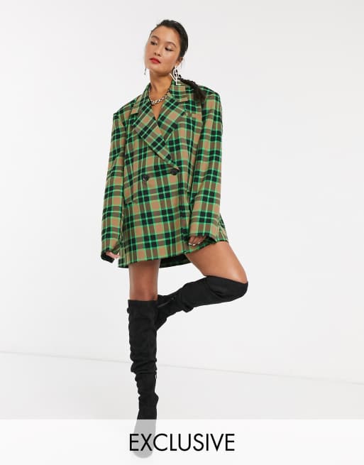 COLLUSION boxy blazer dress in check