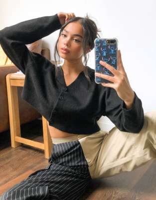 black boxy cardigan