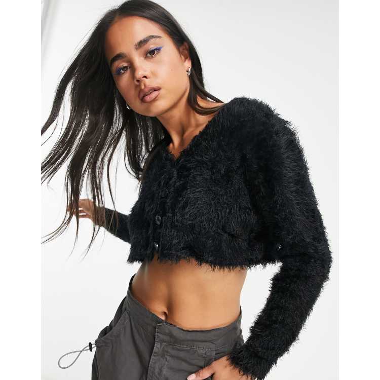 Black 2025 fluffy cardigans