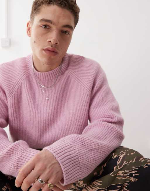 COLLUSION Boxy crew neck knitted jumper in pink ASOS