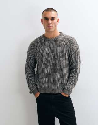 Collusion Boxy Crew Neck Sweater In Gray